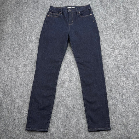 Lands End Jeans Womens 8 (Fits 29x29) Mid Rise Curvy Skinny Denim Dark Wash - Picture 1 of 14